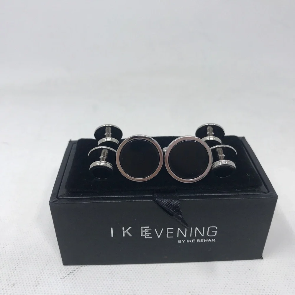 Ike Behar 6 Piece Stud/Cufflink Set, New in Box - Black/Silver